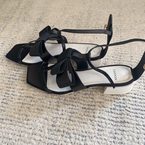 Lanvin Paris Womens Gladiator Bow Heel Sandals Black - Picture 4 of 8